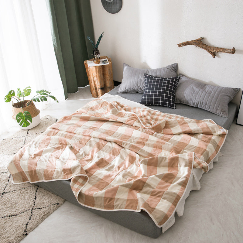 Six-layer gauze all-cotton towel blanket-Lattice series